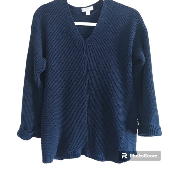 Charter Club Sweaters - Charter Club V Neck Chunky Knit Cotton Sweater XL